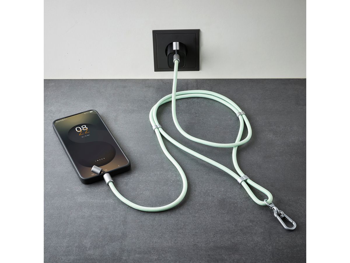 INTENSO Phone Lanyard Charg.Data Cable 7991007 2x USB-C, up to 1.65m green (4034303037131)