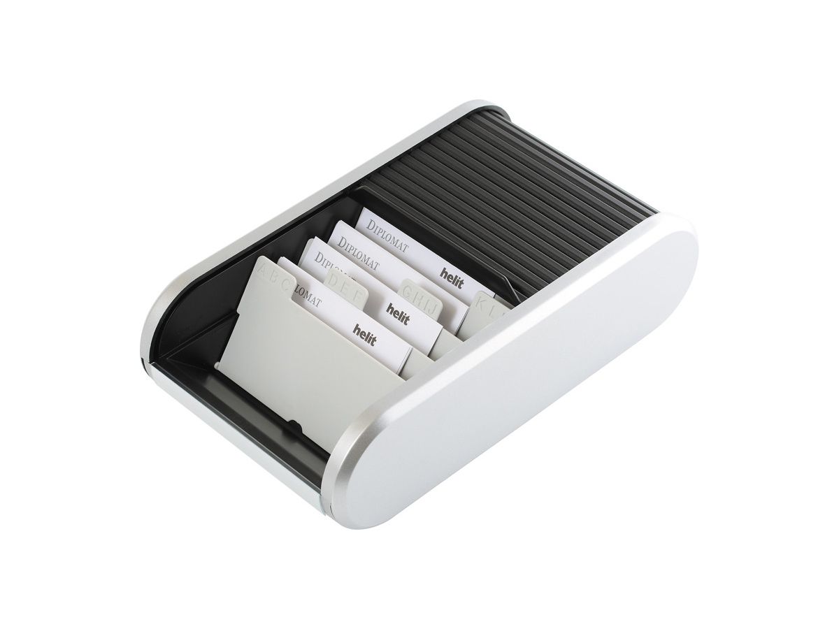 HELIT Box biglietto da visita H6220499 nero/argenti 67x136x240mm (4012086021165)