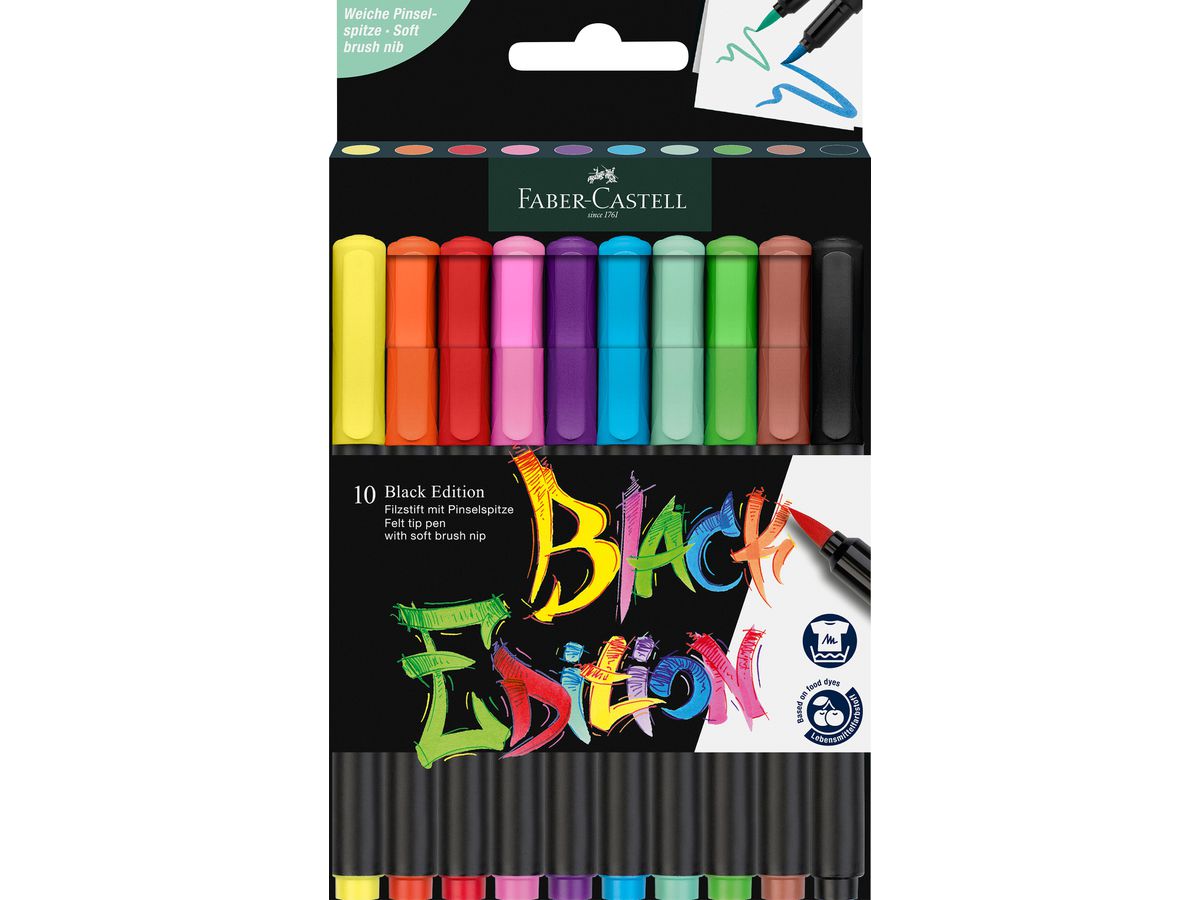 FABER-CASTELL Fasermaler Black Edition 116451 Pastell 10 Stück (4005401164517)