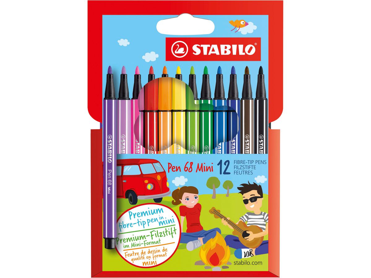 STABILO Fasermaler Pen 68 1mm 668/12 12 Farben, Etui (4006381379670)