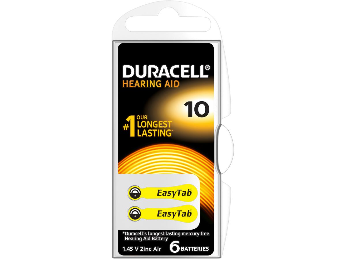 DURACELL Hörgeräte Batterie Easy Tab 4-077559 10 Zinc Air D6, 1.4 V. 6 Stk. ()