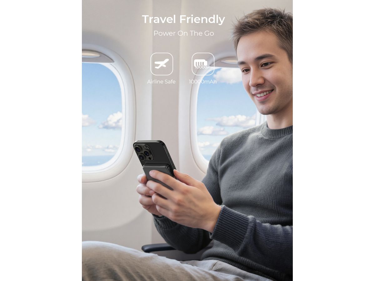 AUKEY MagFusion Slim 10000mAh PB-MS08 BG Powerbank Qi2 Wireless,Black (0689323790760)