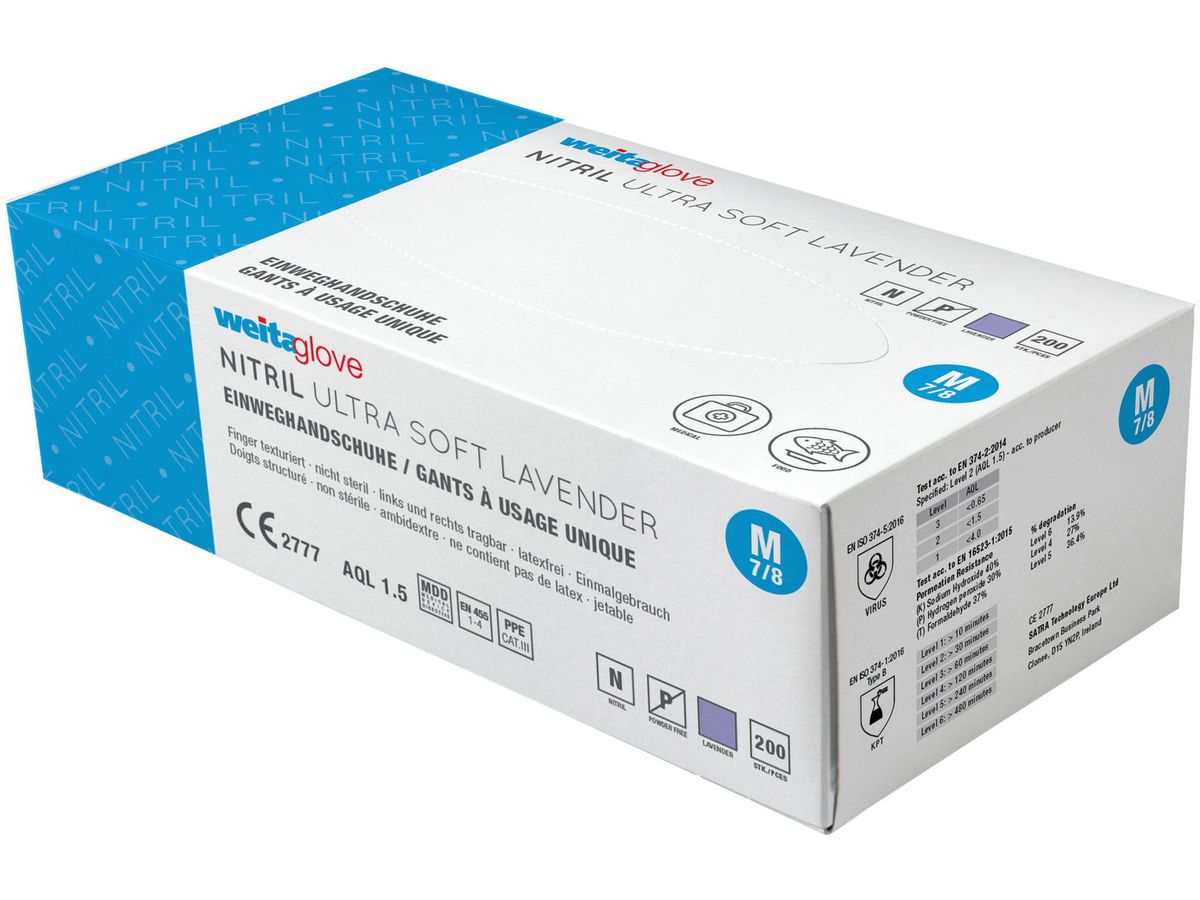 WEITA Einweghandschuhe Nitri Gr. M 836054 Ultra Soft Lavendel 200 Stück (7610588105849)