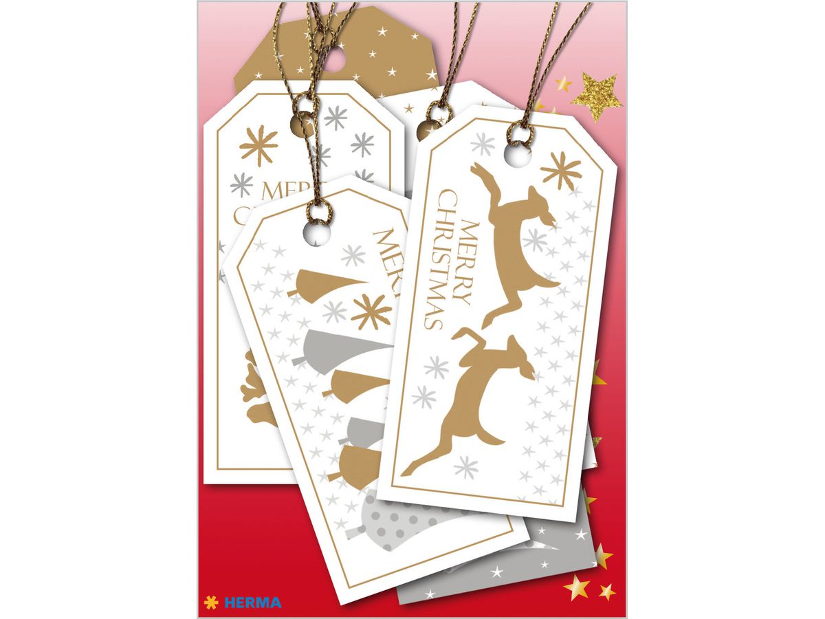 HERMA Etiquettes cadeaux Noël 15273 blanc or 6 pcs. (4008705152730)