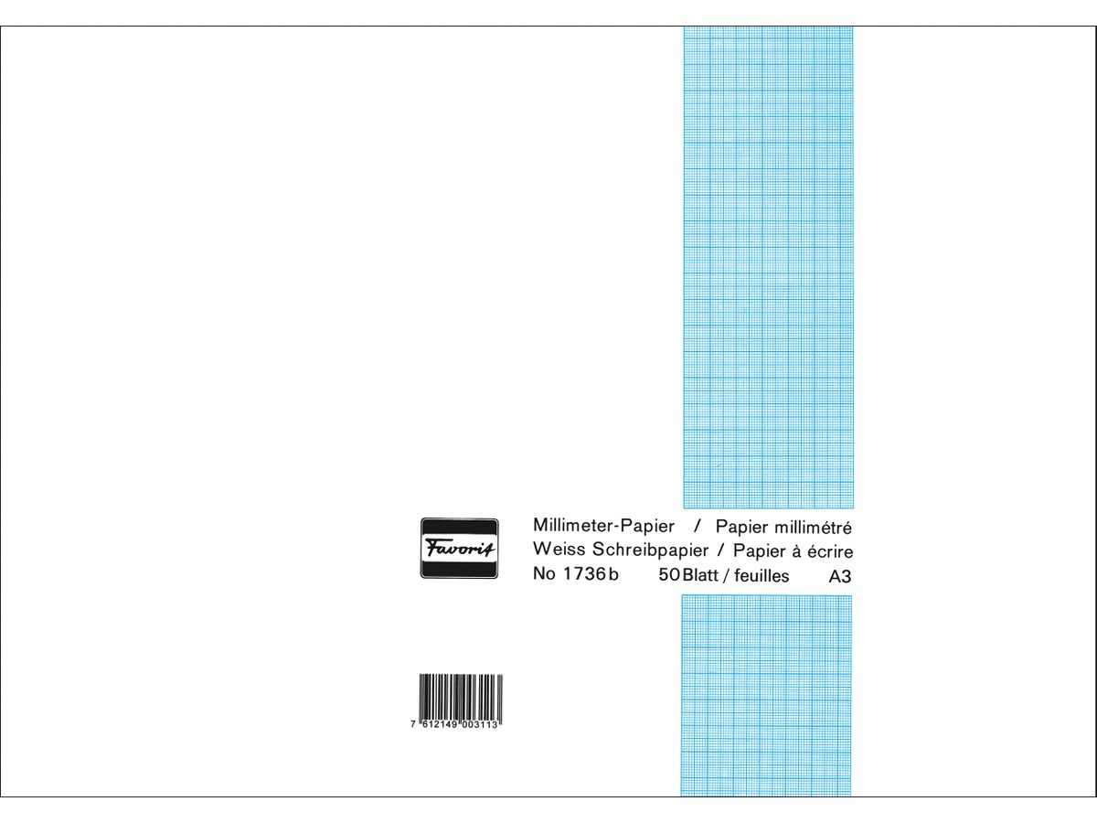 FAVORIT Blocco A3 1736 B bianco 80g 50 fogli (7612149003113)