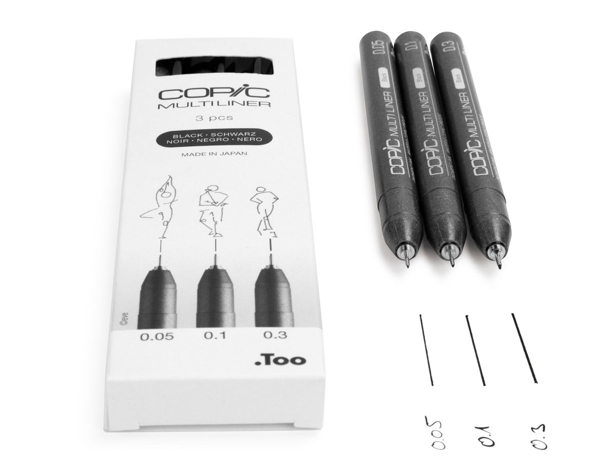 COPIC Multiliner 22075630 nero 3 pezzi (4013695266039)