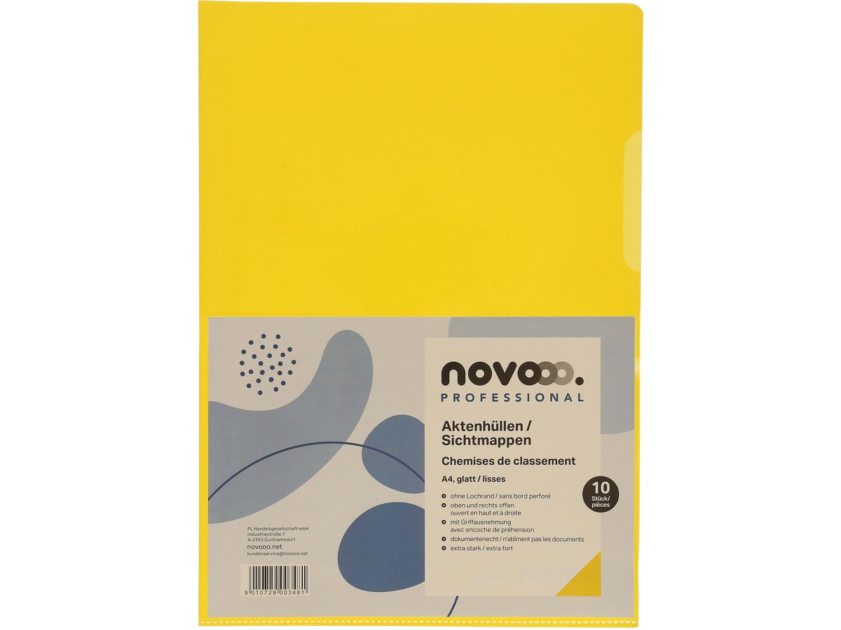 NOVOOO Pro Sichtmappen 140my A4 400197667 gelb glatt 10 Stück (9010729003481)