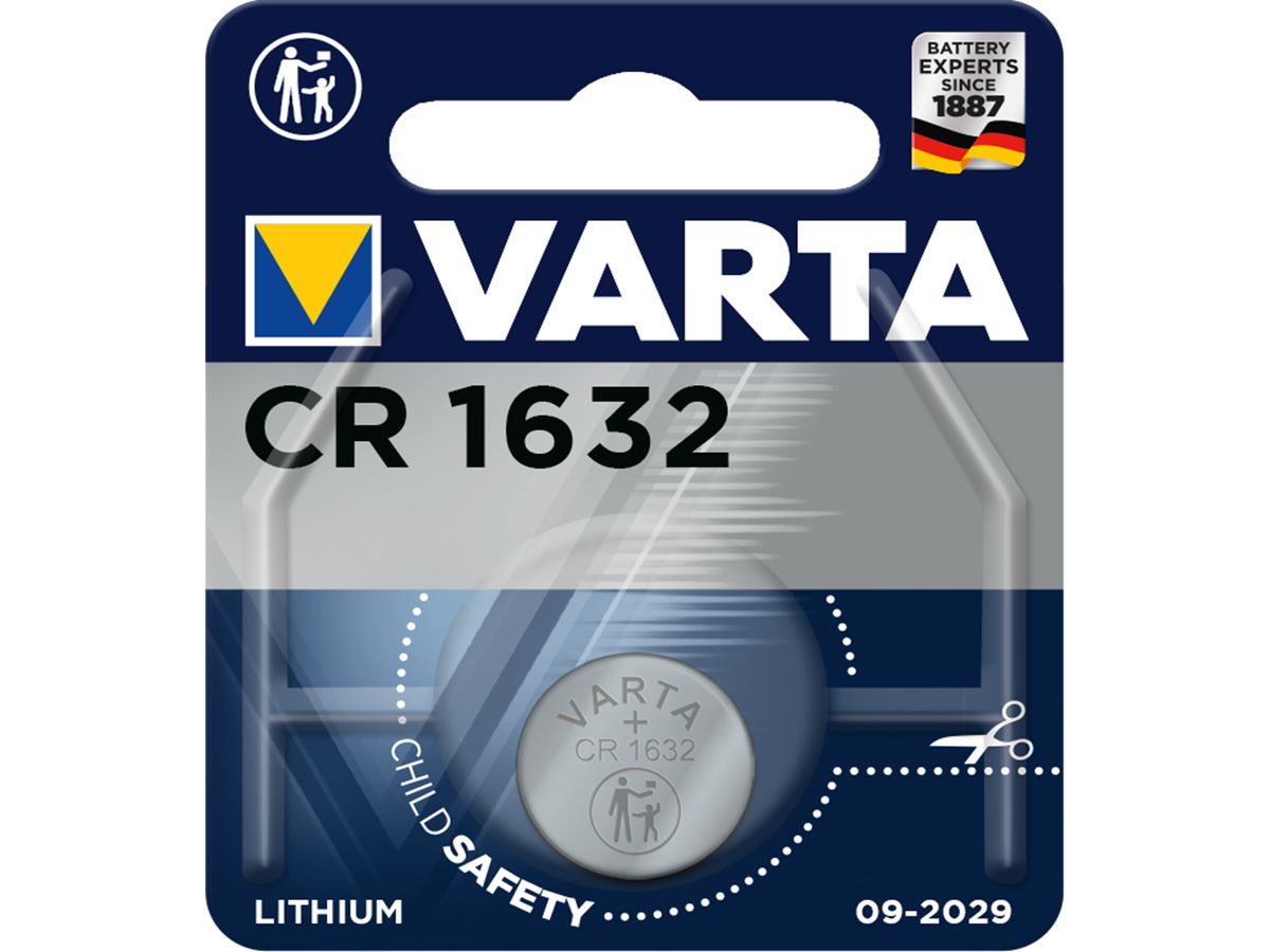 VARTA Knopfzelle 6632101401 CR1632, 1 Stück (4008496576234)