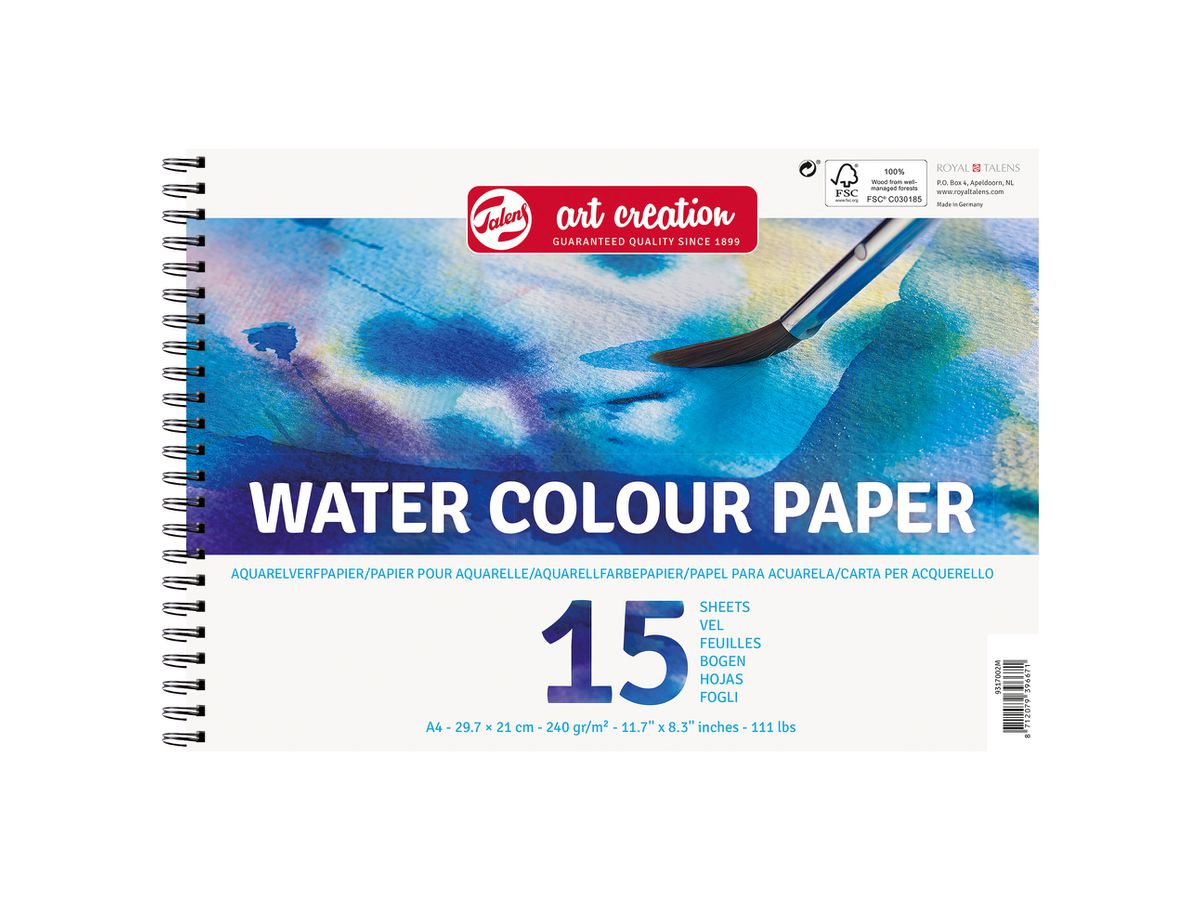 TALENS Aquarellpapier 9317002M A4, 15 Blatt, 250 g/qm (8712079396671)