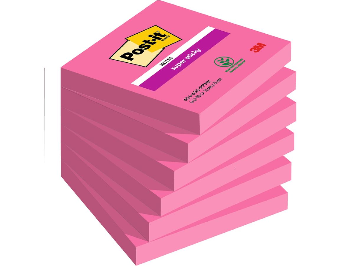POST-IT Notes Super Sticky 76x76mm 654-6SS-PPNK powerpink 6x90 fogli ()