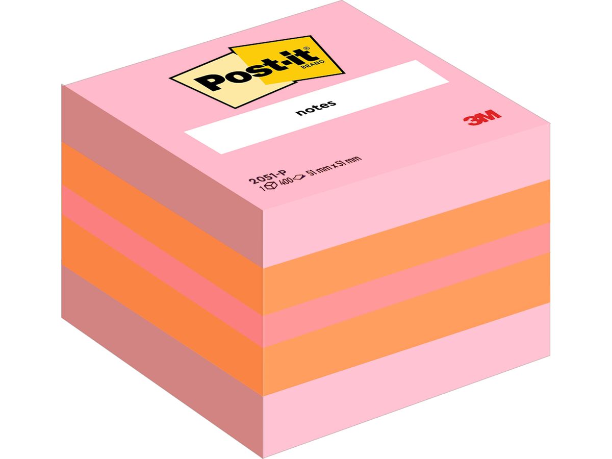 POST-IT Blocchetto Mini Pink 51x51mm 2051-P 3-colori ass./400 fogli (4001895853821)