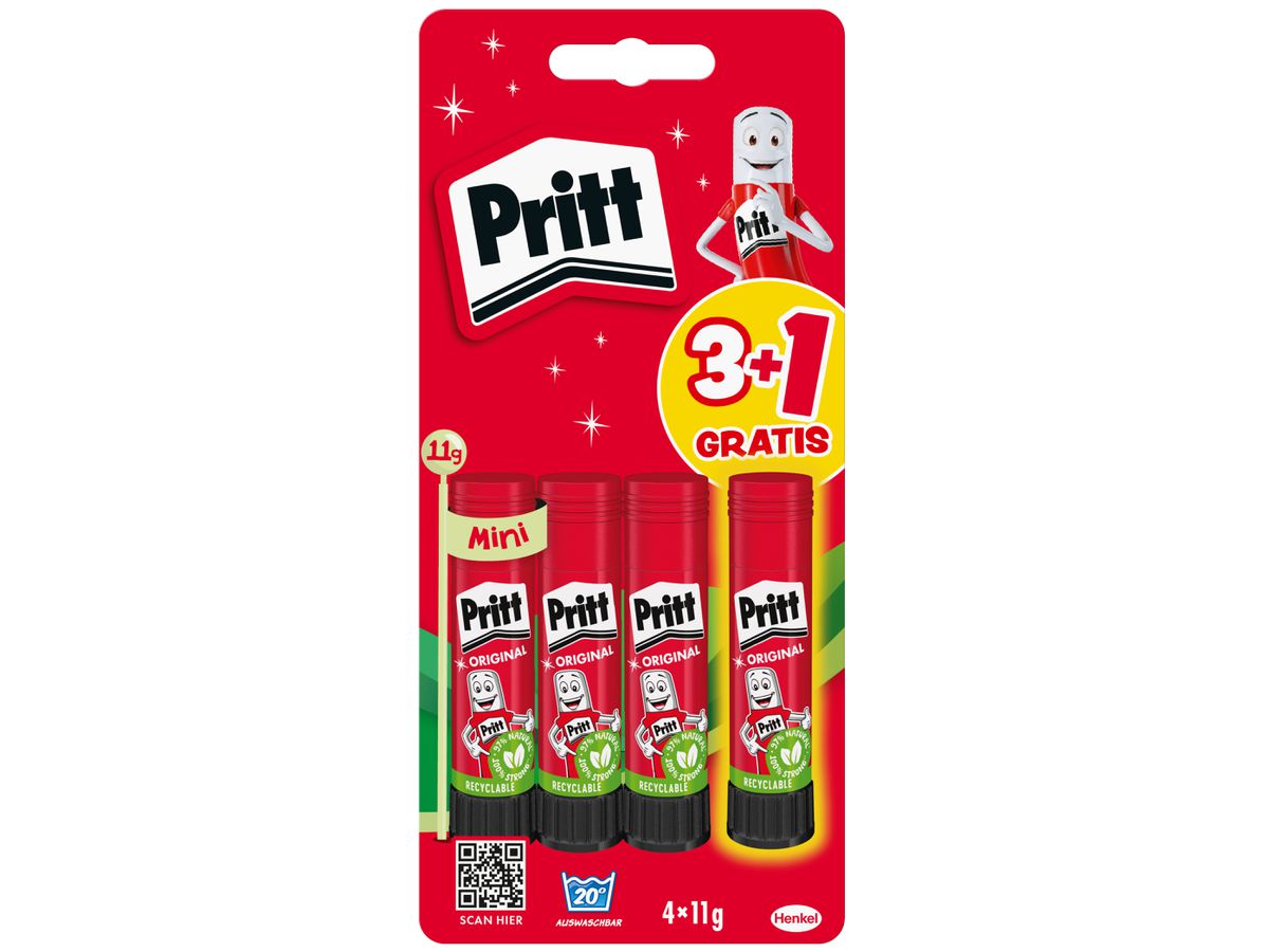 PRITT Colla in stick 11g 900322 4 pezzi (4057278014051)