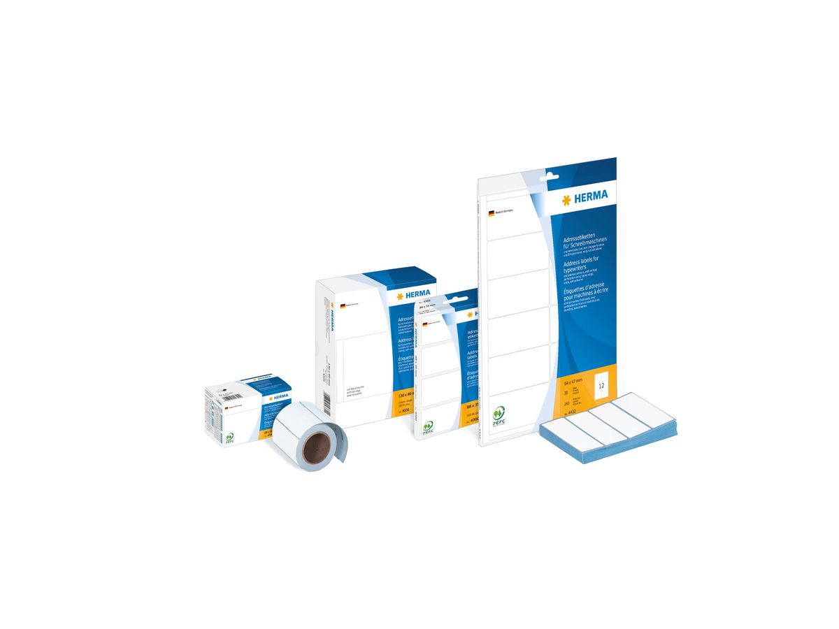 HERMA Adress-Etiketten 88x35mm 4300 weiss, non-perm. 250 Stück (4008705043007)