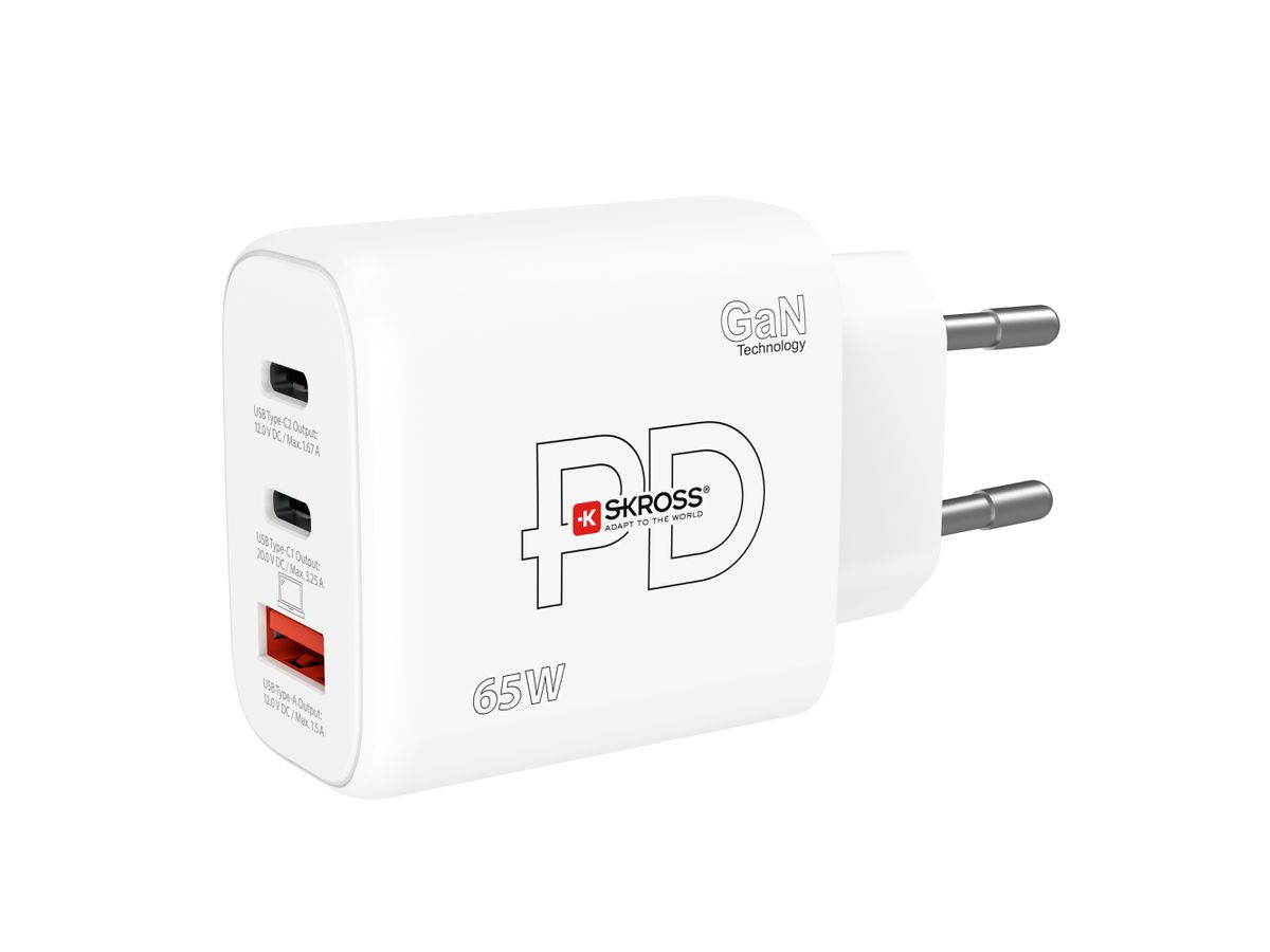SKROSS Power Charger 65W GaN EU SKCH00116 2x USB C 1x USB A (7640166328056)