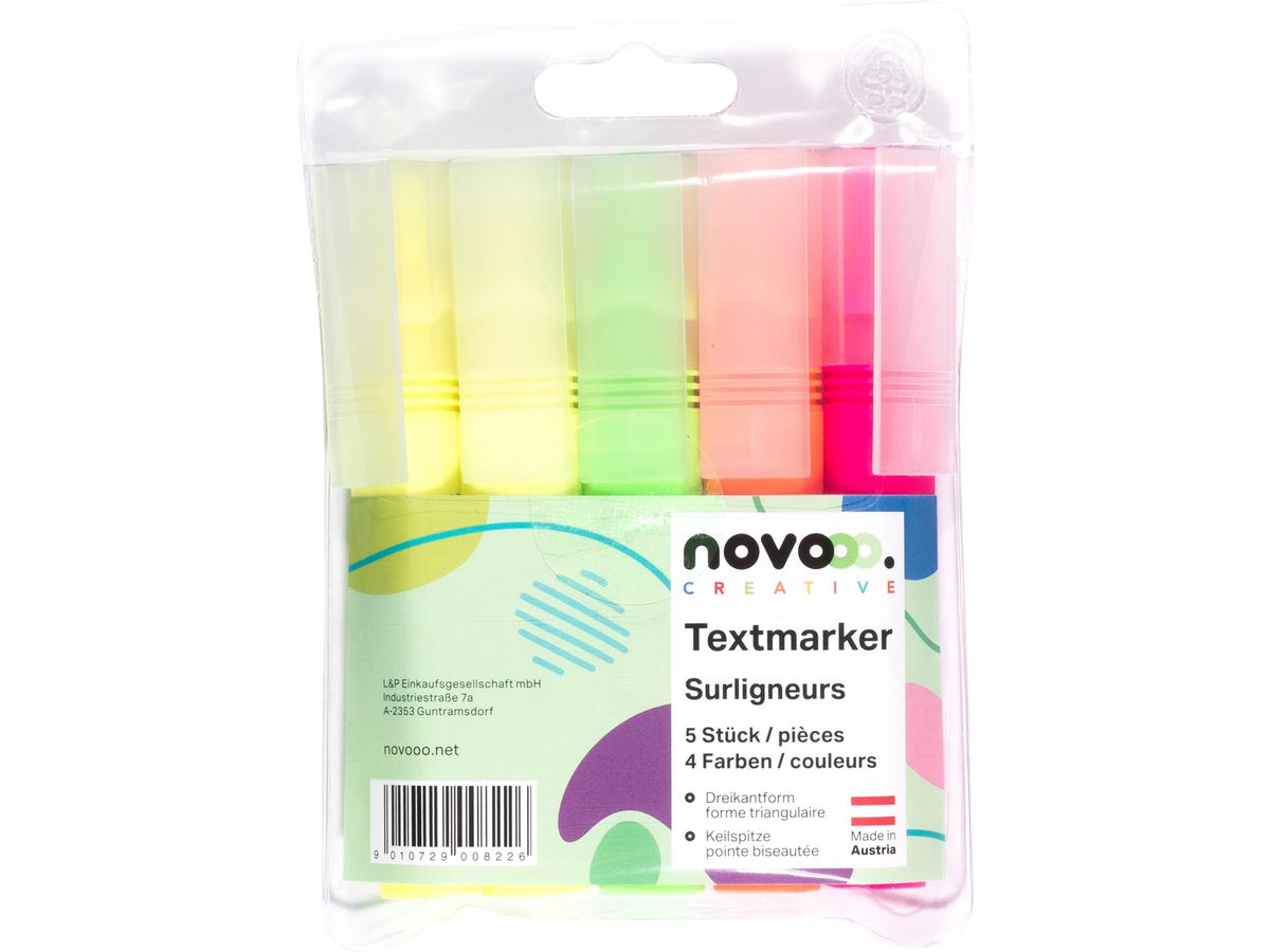 NOVOOO Evidenziatore 1mm 21122 assortiti 5 pezzi (9010729008226)