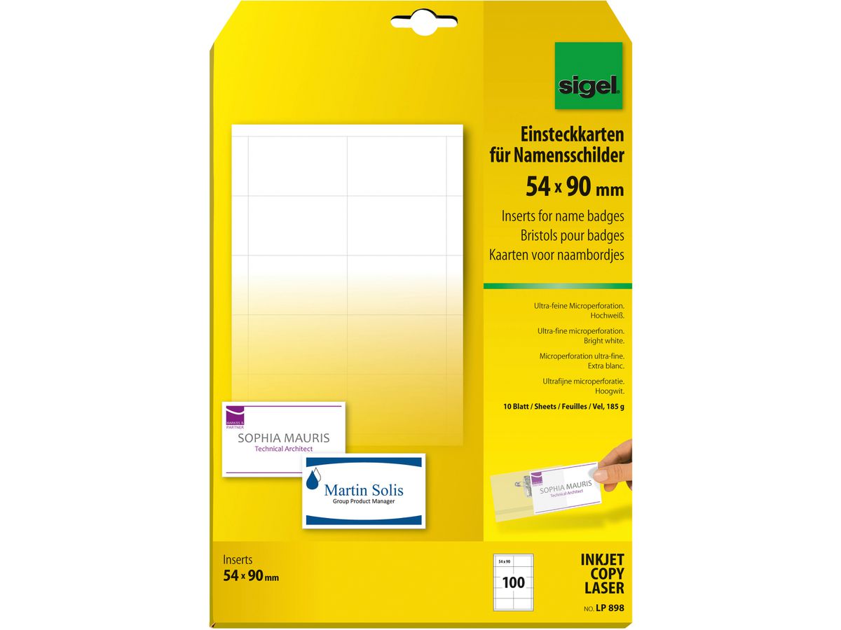 SIGEL Targhetta LP898 54x90mm 100 pezzi (4004360996382)