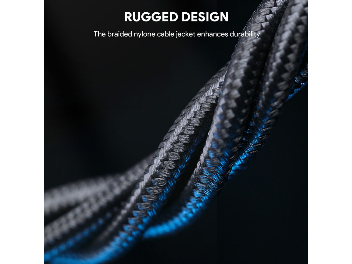 AUKEY Cable USB-C-to-C Kevlar Core CB-KCC101 Nylon Braided,1.0m,100W,Bl. (0689323785308)