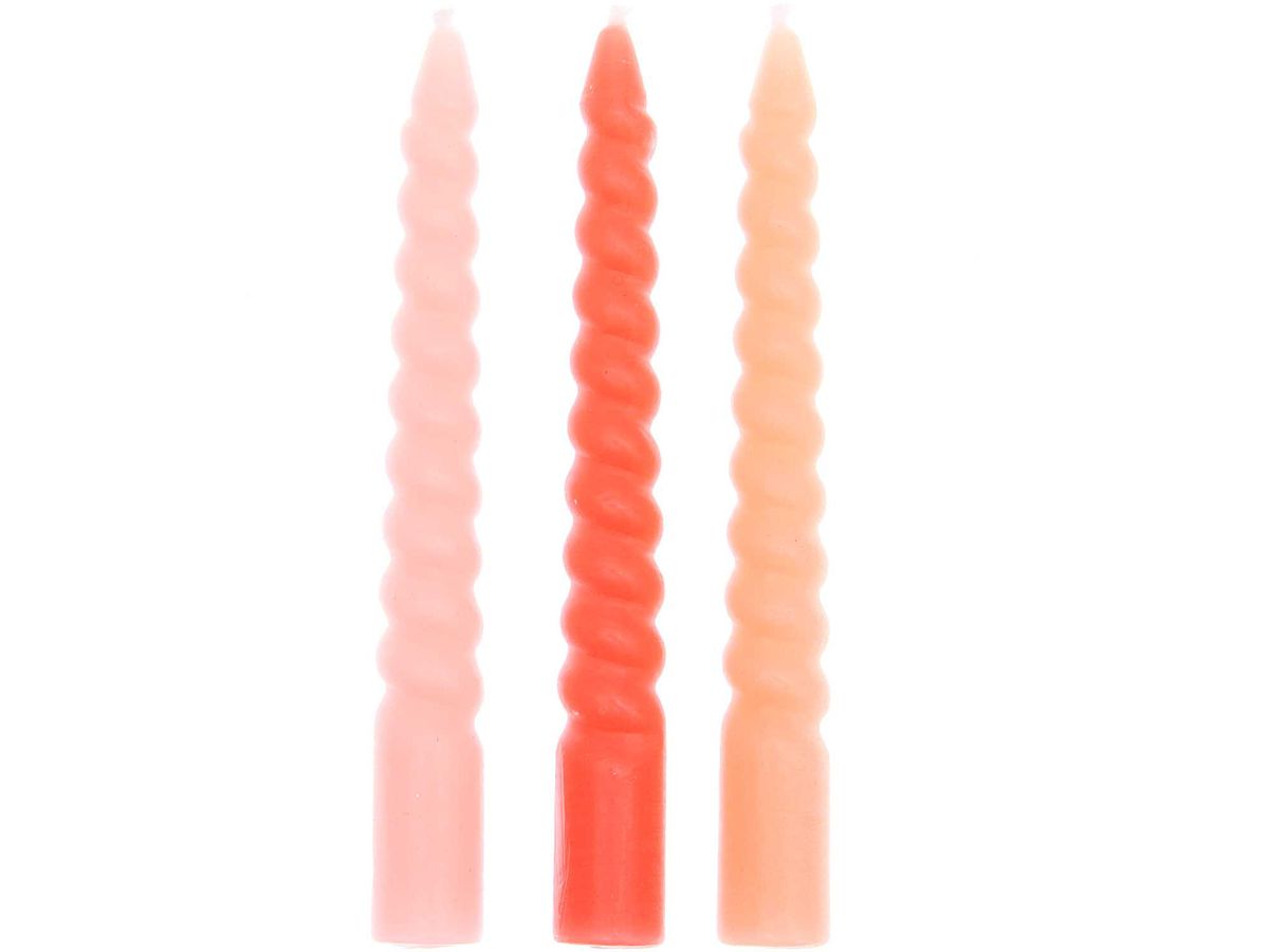 RICO DESIGN Spiralkerzen 10cm 400103 Smokey rosa Mix 10 Stück (4051271212766)