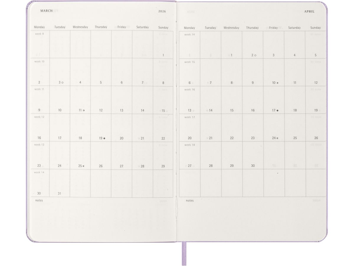 MOLESKINE Agenda Classic Large 2026 DHH1812DC3Y26 1J/1P lilas pastel HC 13x21cm (8056999276416)
