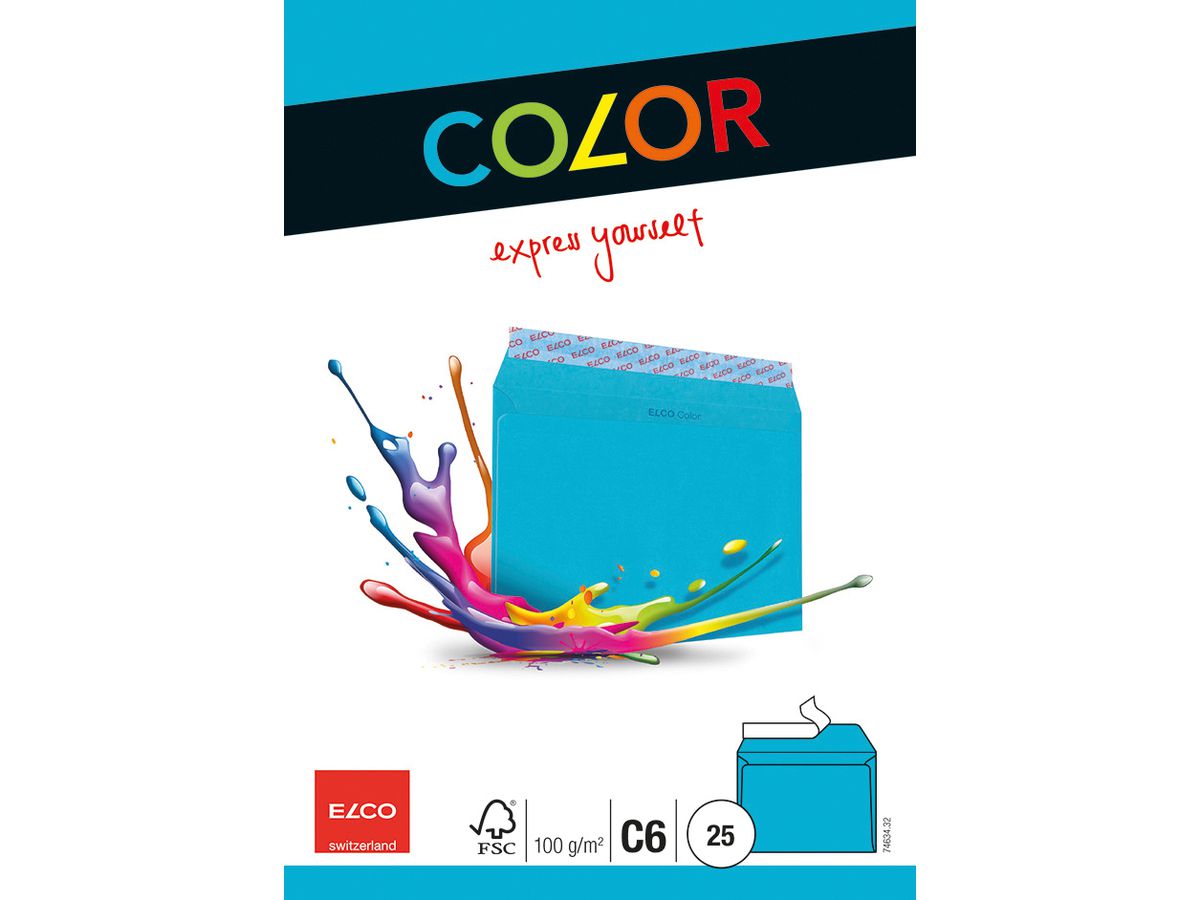 ELCO Busta Office s/finestra C6 74634.32 100g, blu 25 pezzi (7610425368208)