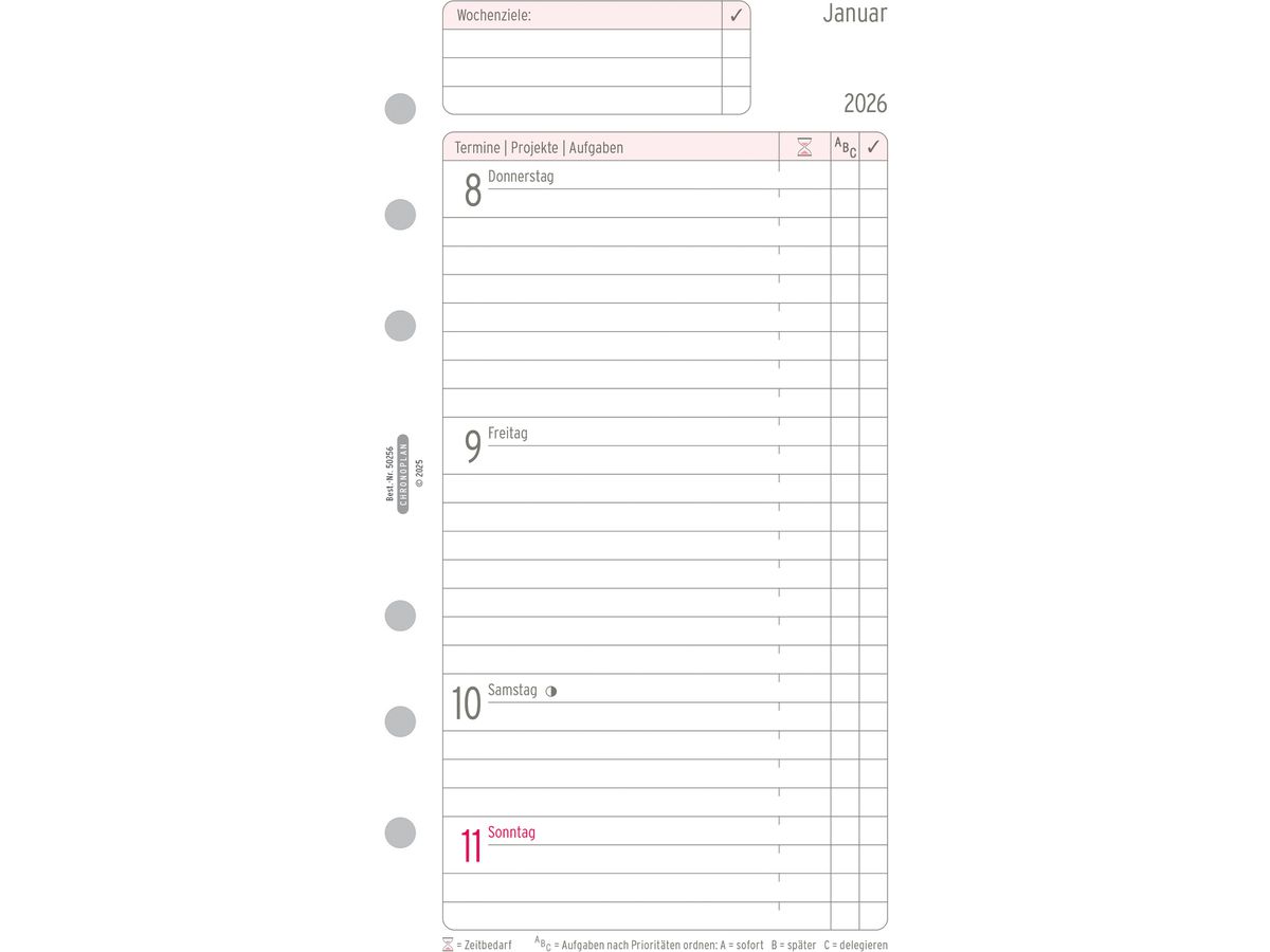 CHRONOPLAN Plan semainier recharge 2026 50256Z.26 1S/2P Midi (4004182088425)