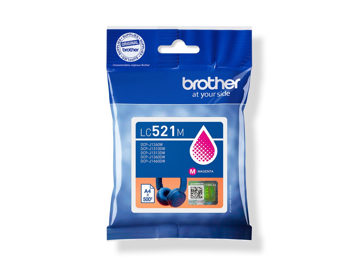 BROTHER Cartouche d'encre magenta LC-521M DCP-J1360DW 500 pages (4977766839235)