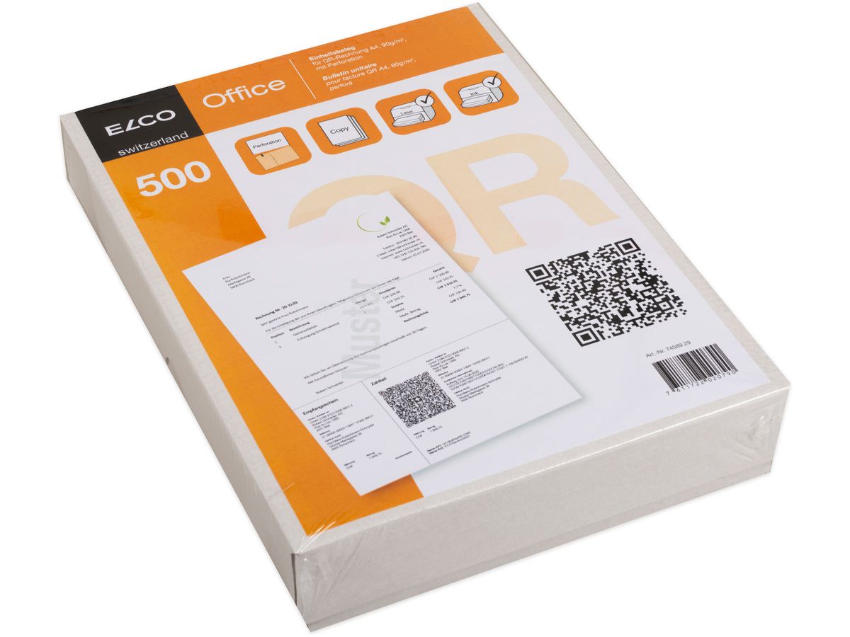 ELCO Bull.vers. Fact.QR A4 74589.29 90g, perforé, 500 piece (7611722020790)
