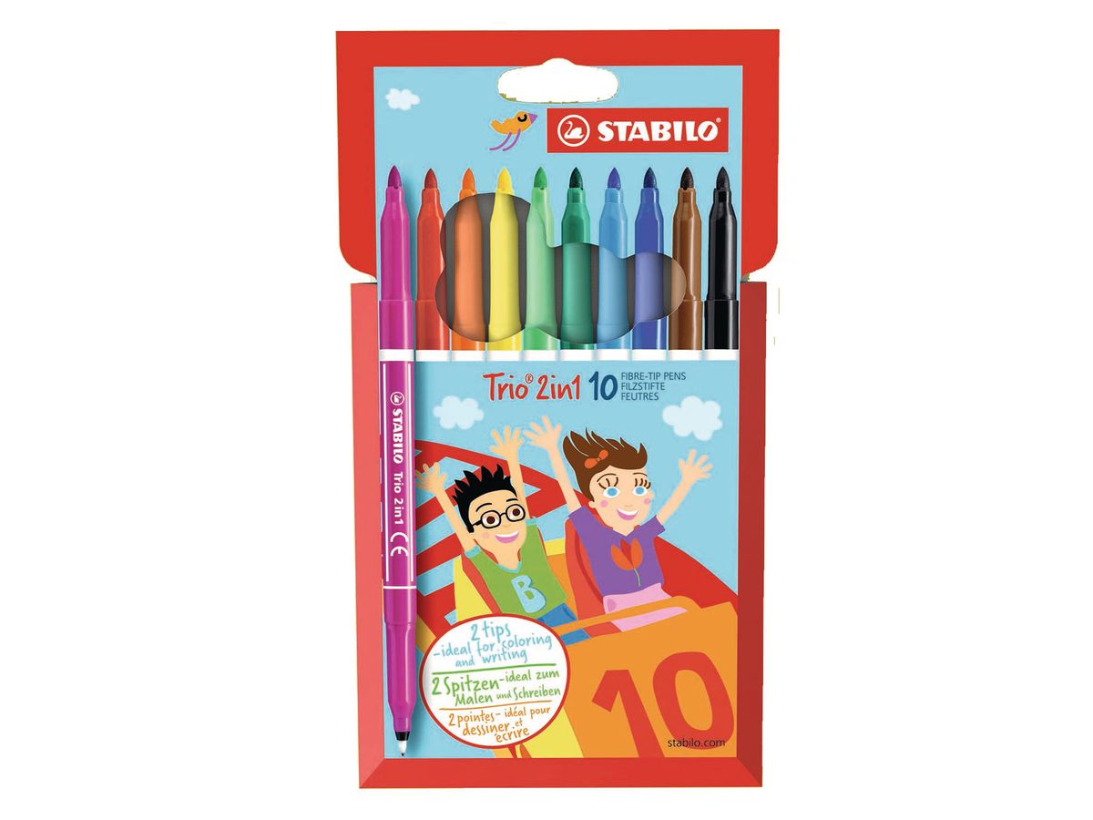 STABILO TRIO 2in1, Twin Pen 222/1001 Etui, 10 Farben (4006381361729)