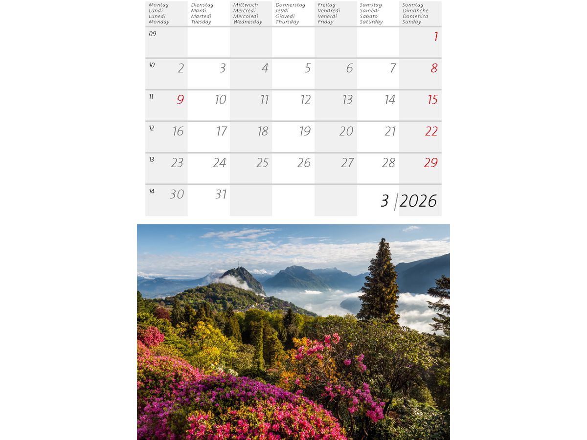 CALENDARIA Bildkalender 2026 9783036205366 Schweiz klein ML 14.8x22cm (9783036205366)