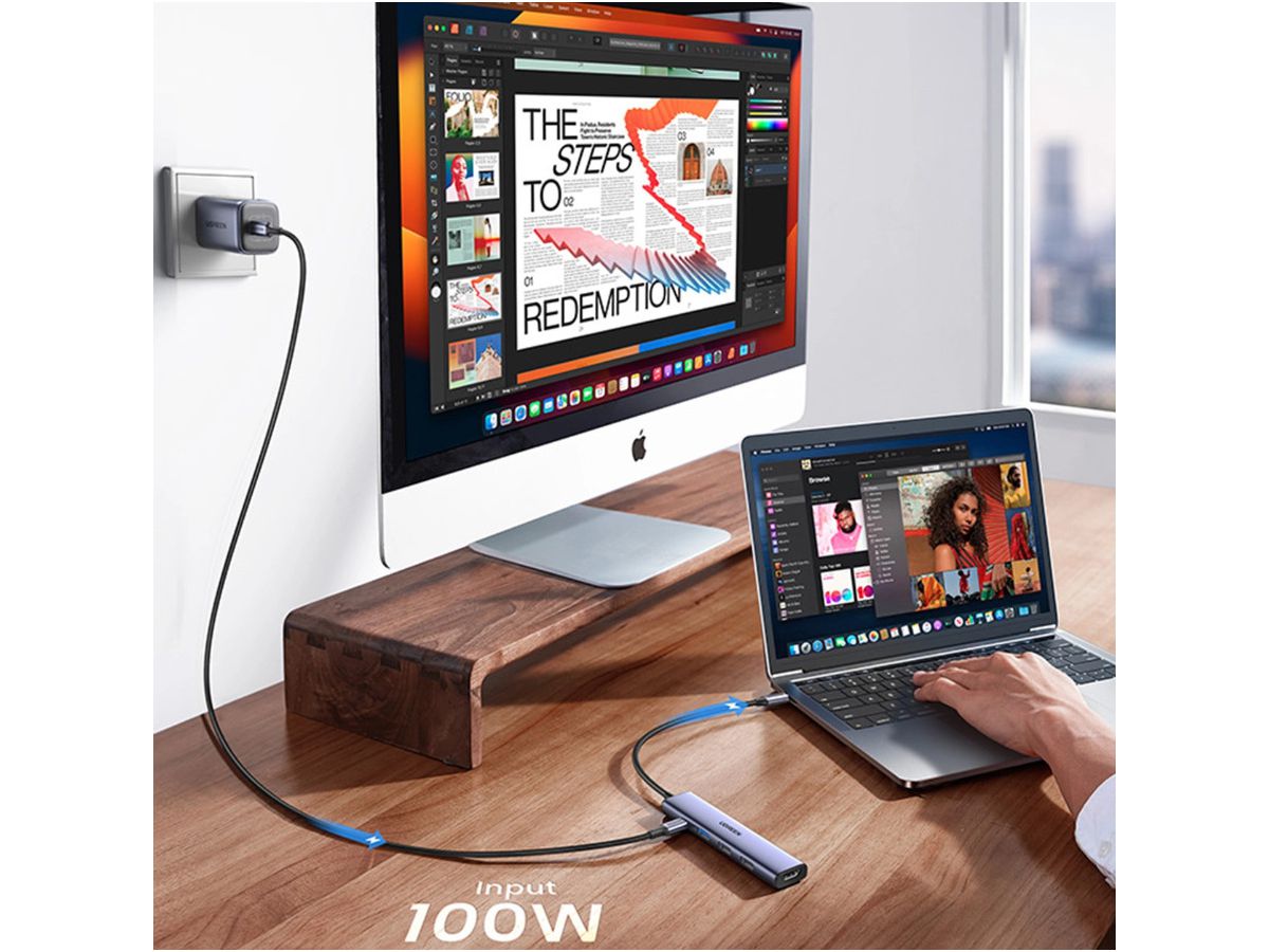 UGREEN USB-C Hub 5-in-1 15495 2 xUSB-A,USB-C,2.0,HDMI (6941876214952)