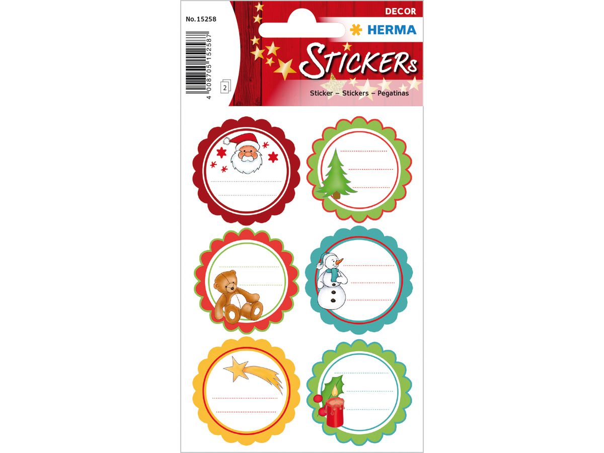 HERMA Sticker regalo natale 15258 12 pezzi /2 fogli (4008705152587)