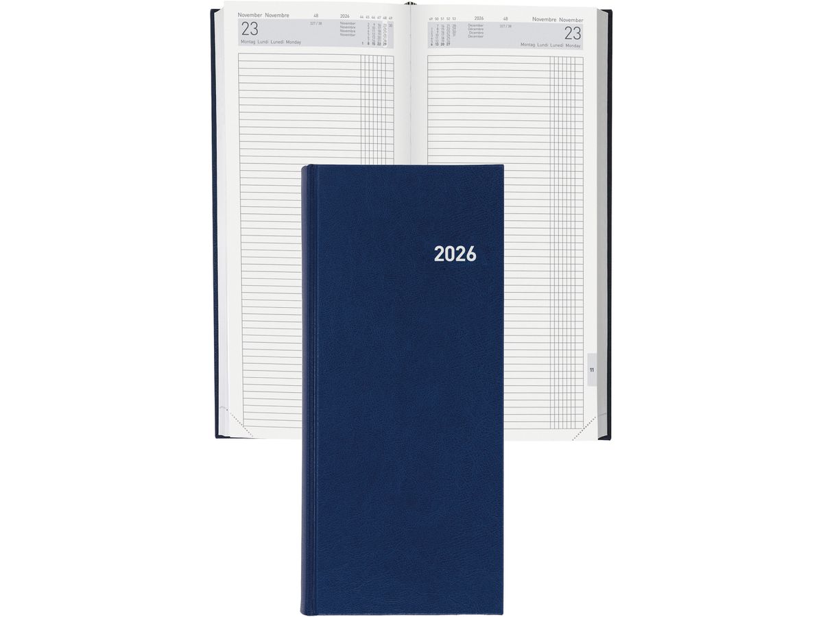 BIELLA Agenda Tower 2026 800311050026 1G/2S blu ML 13.5x31.5cm (7611365514403)