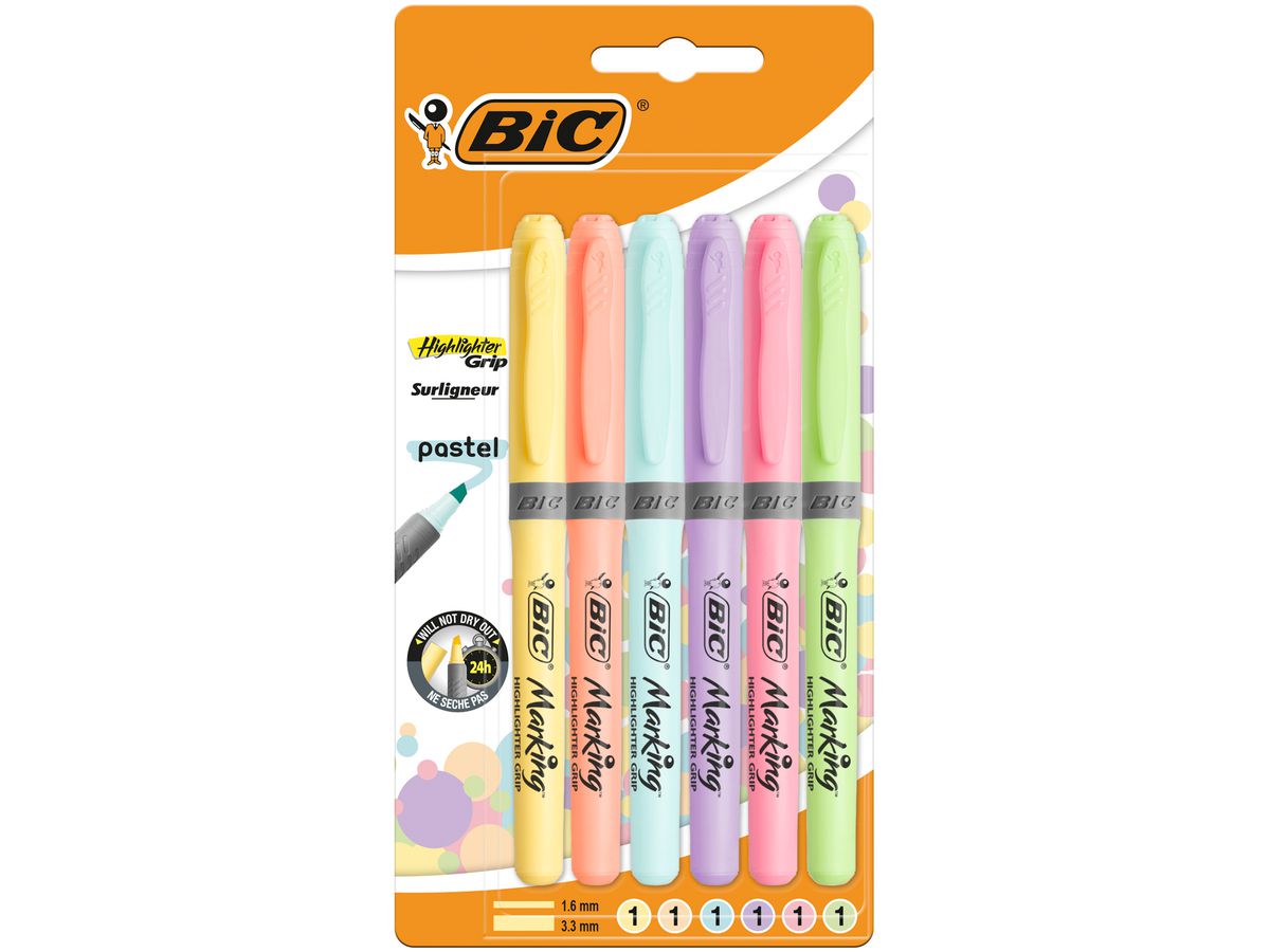 BIC Textmarker Pastel 992561 6 Farben ass. (3086123593725)