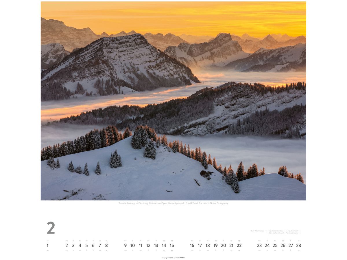 WEINGARTEN Bildkalender 2026 3312224+26 Die Schweiz DE 48x46cm (9783839902707)