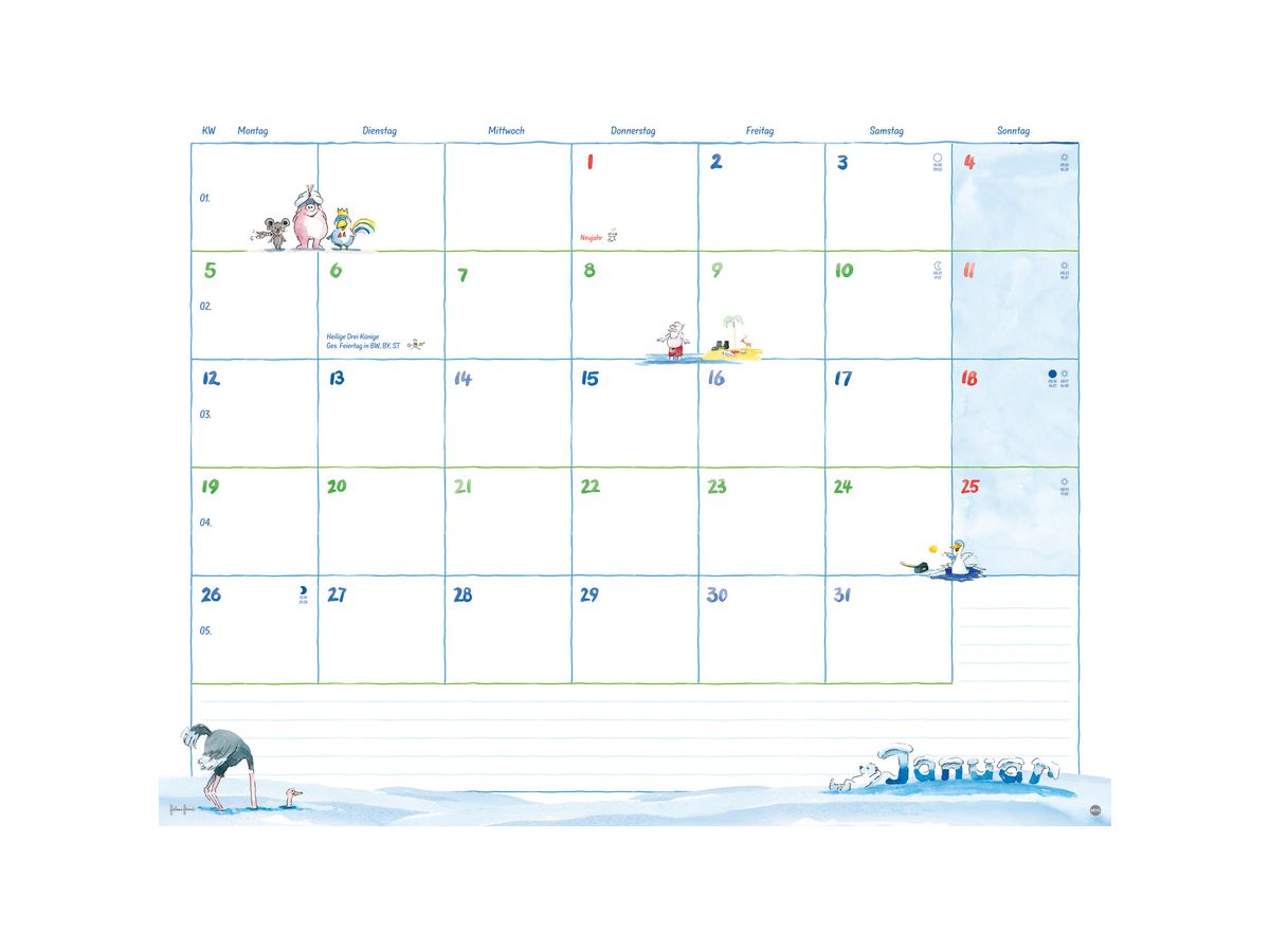 HEYE Monatsplaner Helme Heine 2026 20496+26 DE 44x34cm (9783756410040)