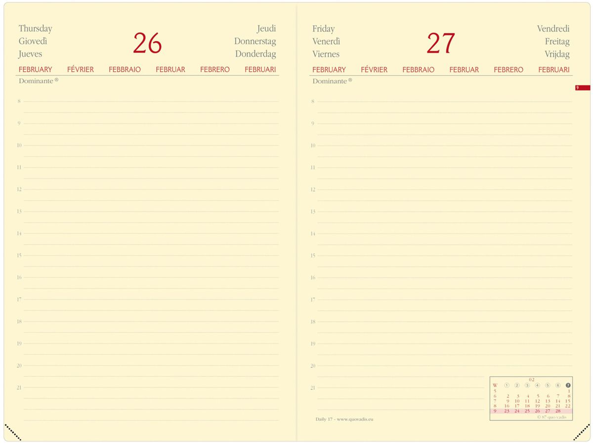 QUO-VADIS Agenda Silk Daily17 Pr. 2026 376014Q 1J/1P noir ML 12x17cm (3371010486861)