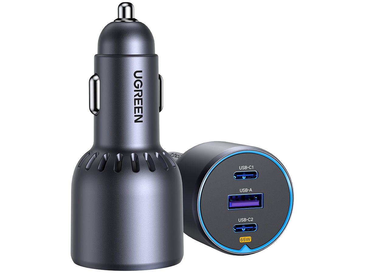 UGREEN Fast Car Charger 75W 3-Port 35024 2x USB-C, 1x USB-A (6941876230242)
