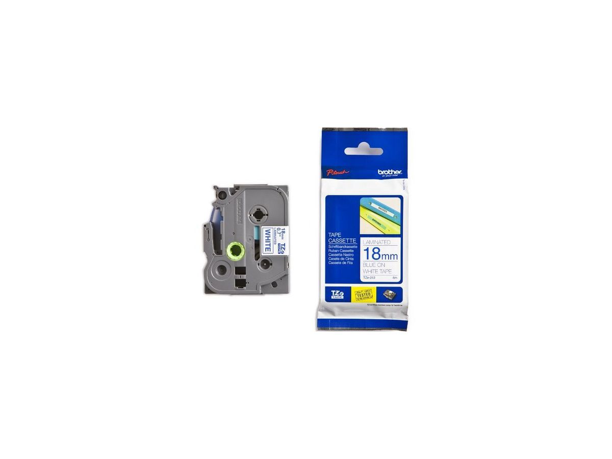 PTOUCH Ruban, laminé bleu/blanc TZe-243 PT-2450DX 18 mm (4977766685382)