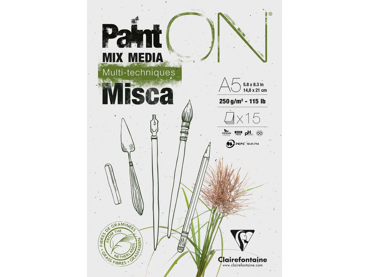 CLAIREFONTAINE Paint'On Block Mixed A5 976120C weiss 15 Blatt (3329689761208)