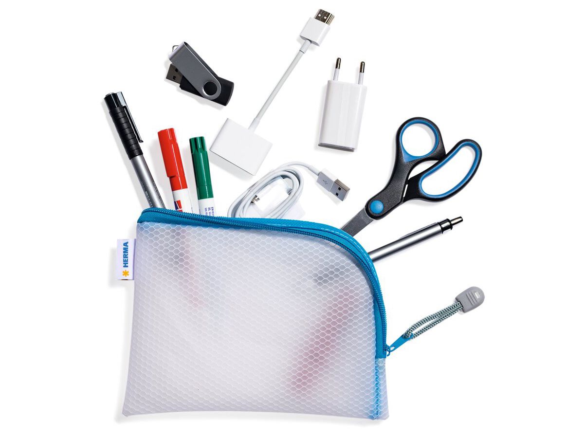 HERMA Tasca documenti con zip A6 20025 blu, 19x14cm (4008705200257)