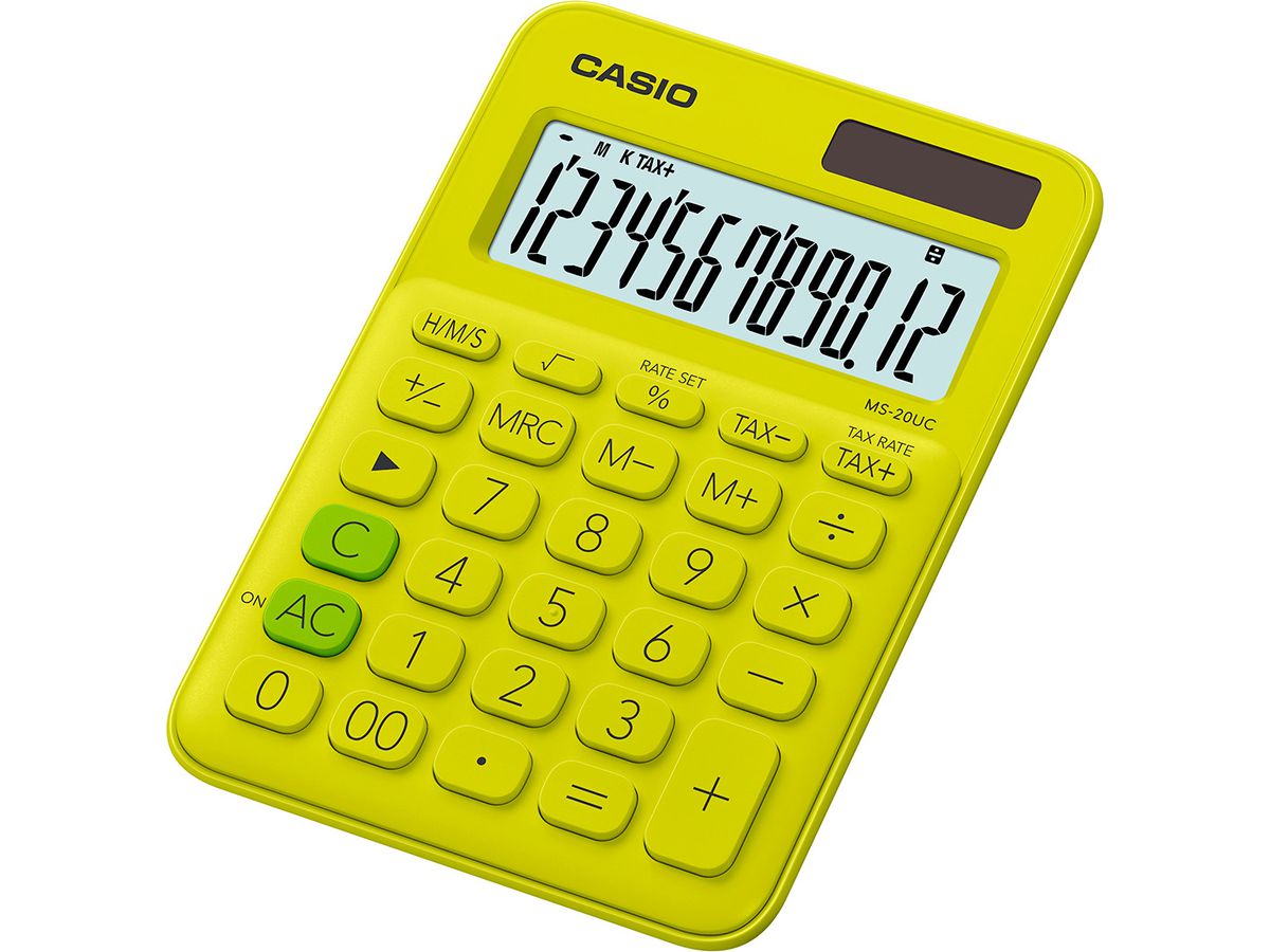 CASIO Mini Calcolatrice MS-20UC-YG-S 12 cifre verde/giallo (4549526700507)