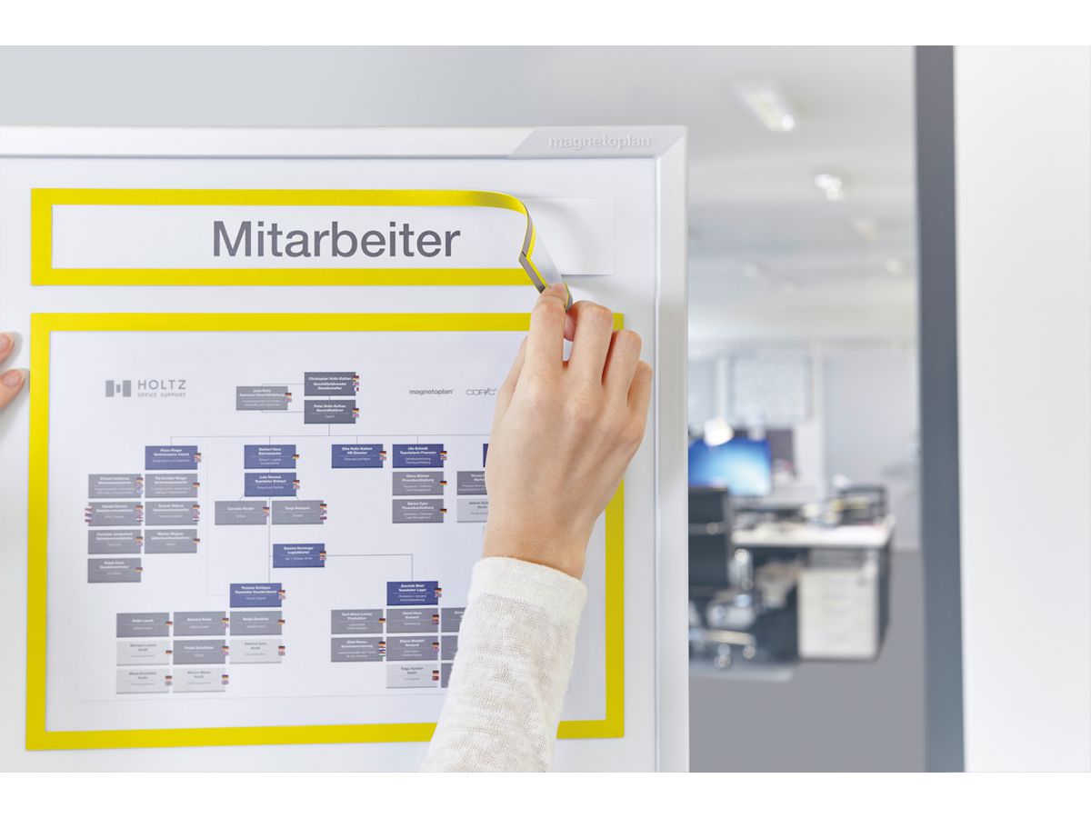 MAGNETOPLAN Cornice calamita magnetofix 1131802 giallo, Topsign 319x52mm 5 pz. (4013695057286)