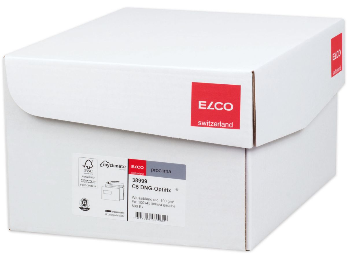 ELCO Buste Proclima finestra si. C5 38999 100g, bianco, colla 500 pezzi (7611722015222)