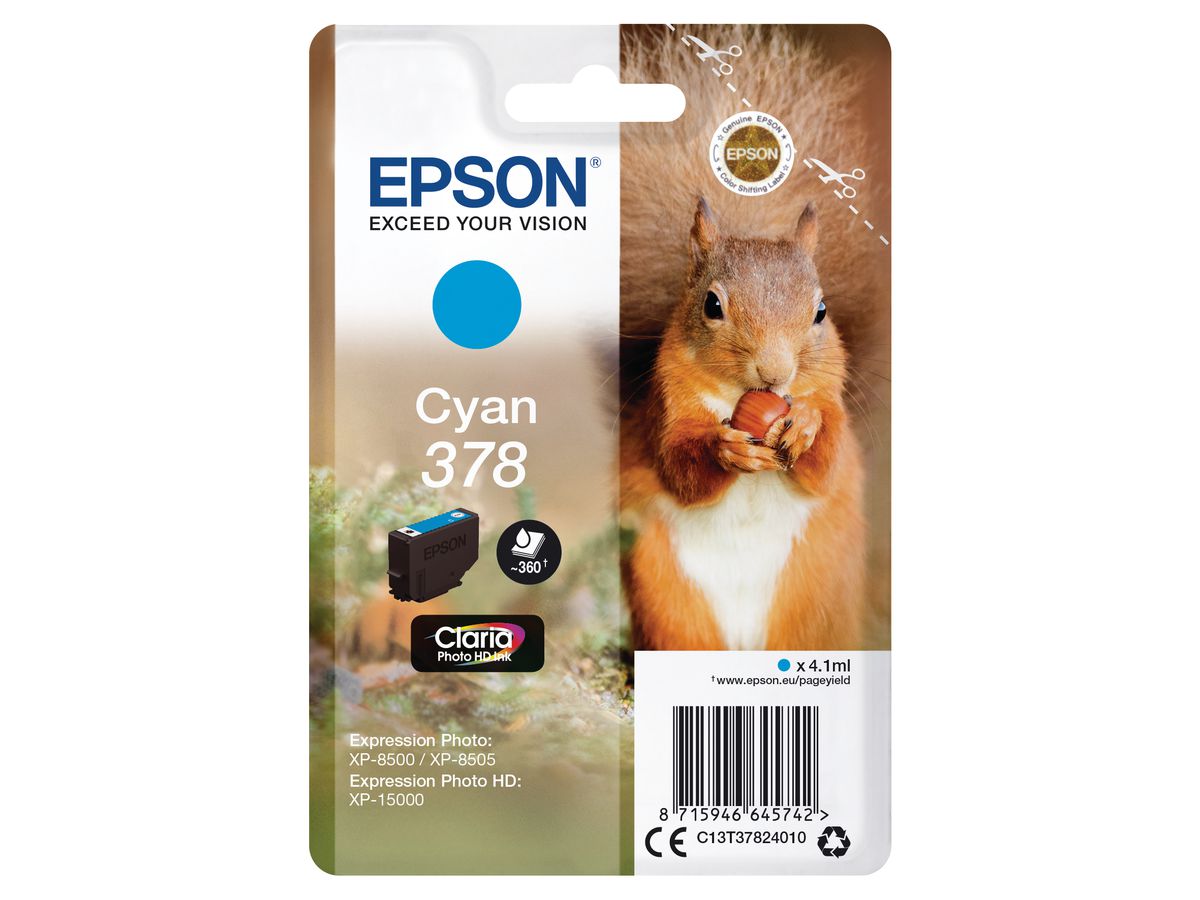 EPSON Cart. d'inchiostro 378 cyan T378240 XP-8500/8505/15000 360 pagine (8715946645742)