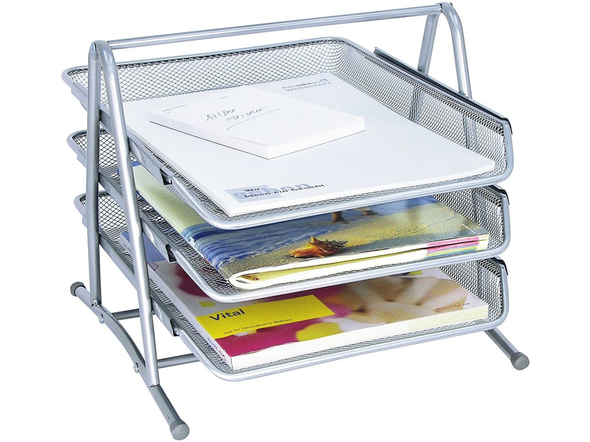 WEDO Briefablage OFFICE Metall 65854 3 Fächer 35x27x30cm silber (4003801792828)