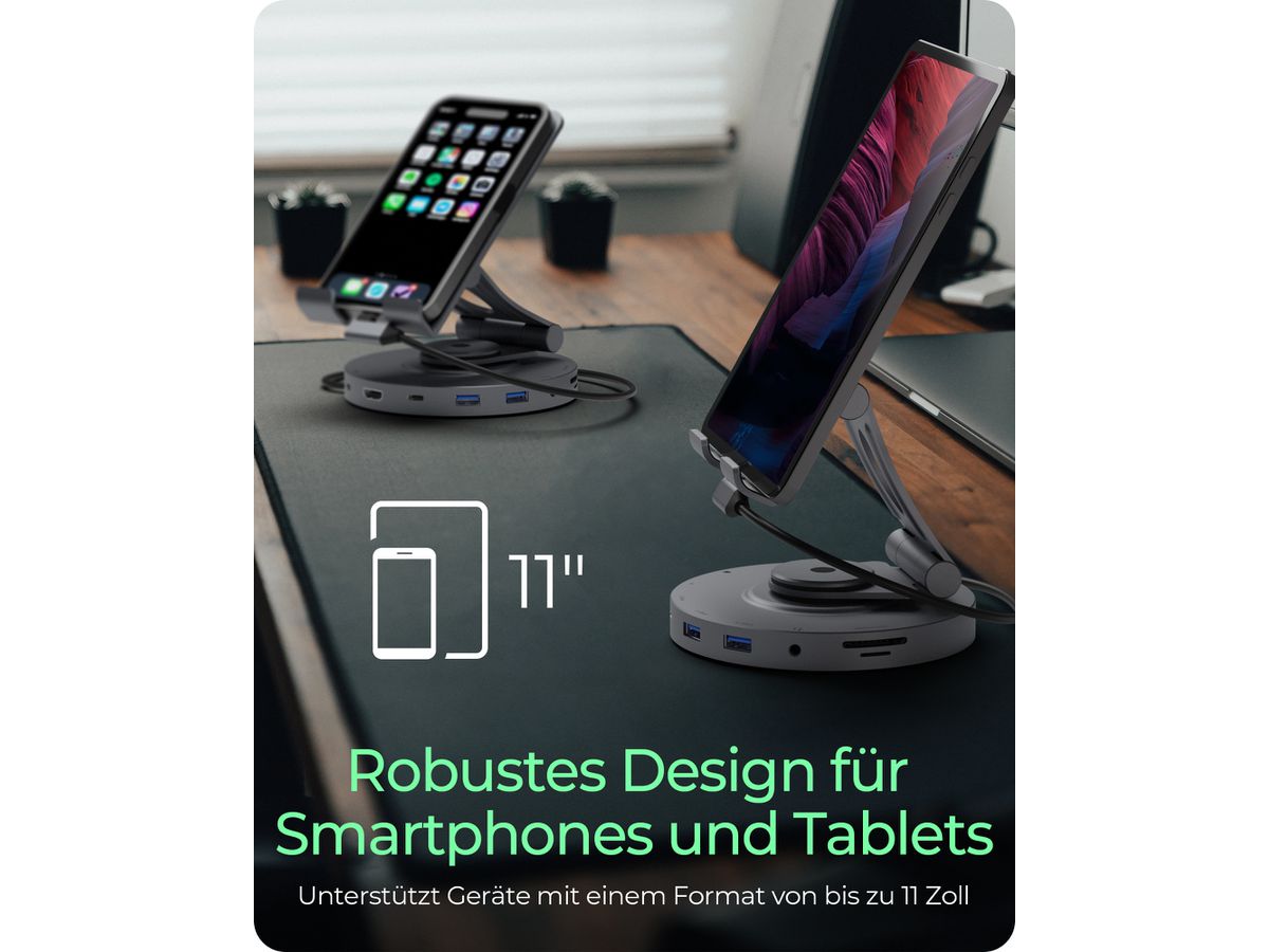 ICY BOX Swivel stand & DockingStation IB-TH100-DK USB-C, HDMI, USB-A, (4250078173762)