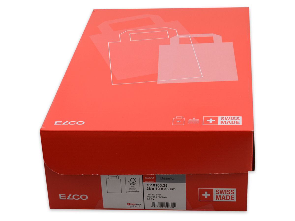 ELCO Borsa da transport 26x10x33cm 7010103.25 con manico, marrone 50 pezzi (7611722024392)