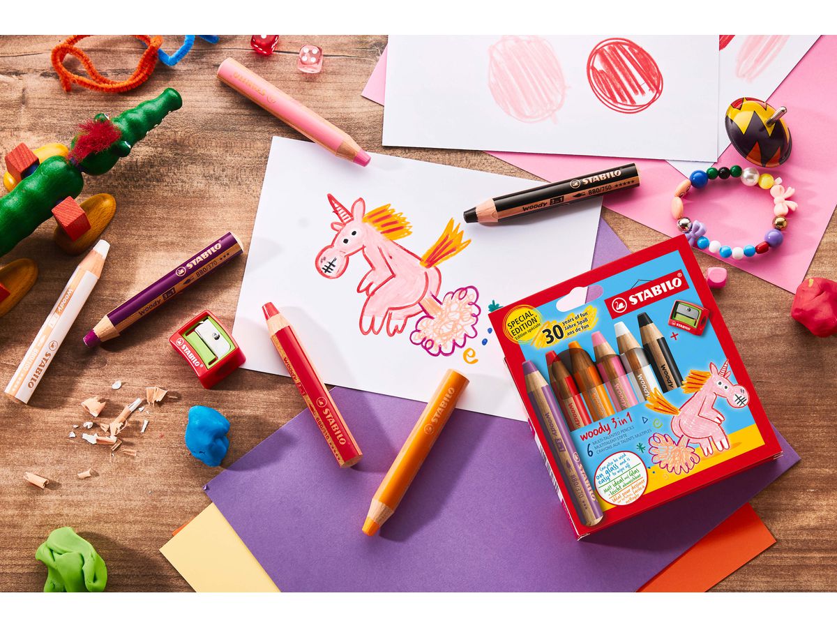 STABILO Farbstifte Woody 3 in 1 01.04.8806 Unicorn 6 Stück (4006381618694)