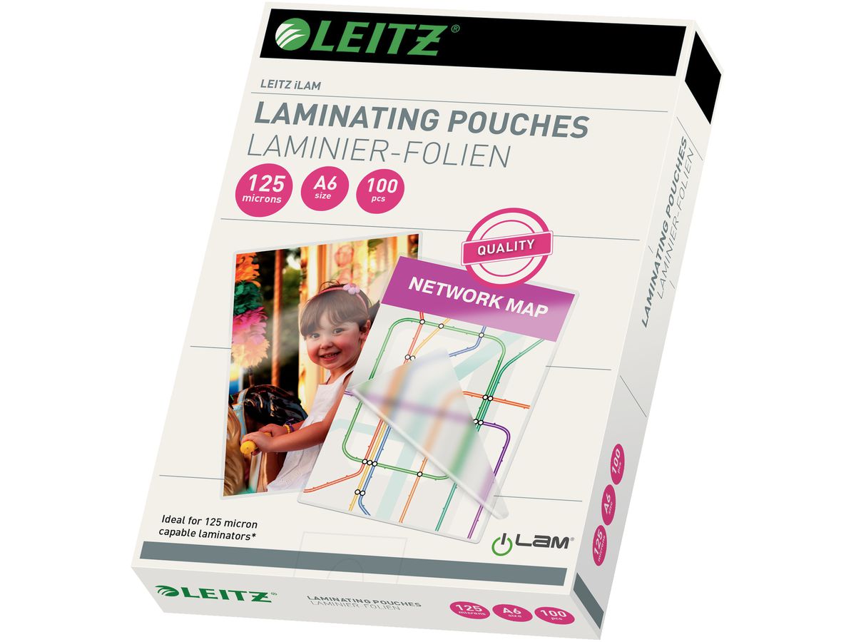 LEITZ Laminiertasche A6 33806 glanz, 125my 100 Stk (5411313338066)