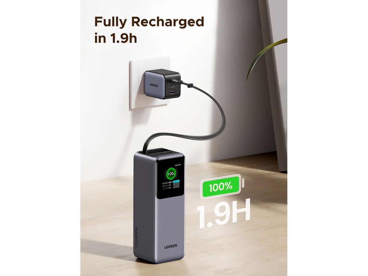 UGREEN Power Bank 20'000mAh 165W 55987B Retractable Cable (6941876269921)